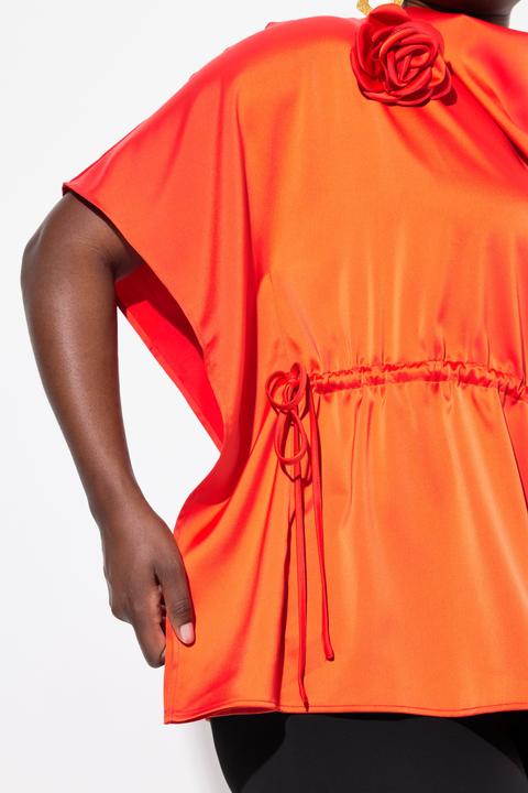 Produktbild Ulla Popken Shirtbluse, oversized, Wasserfall-Ausschnitt, Halbarm (58)