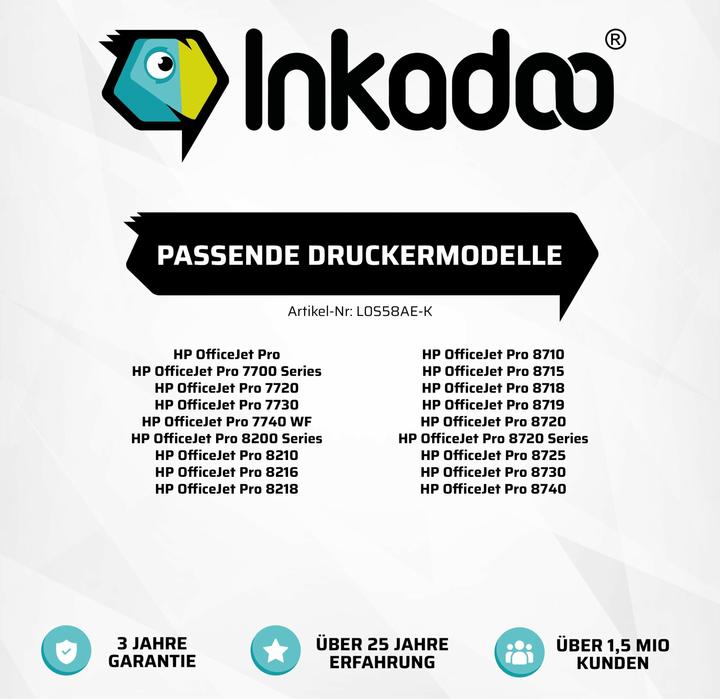 Produktbild Inkadoo kompatible Tintenpatrone als Ersatz für HP L0S58AE / 953 passend für HP OfficeJet Pro 7700 Series (C)