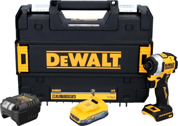 Produktbild DeWalt DCF 850 E1T Akku Schlagschrauber 18 V 205 Nm 1/4" Brushless + 1x Powerstack Akku 1,7 Ah + (Batteriebetrieb)