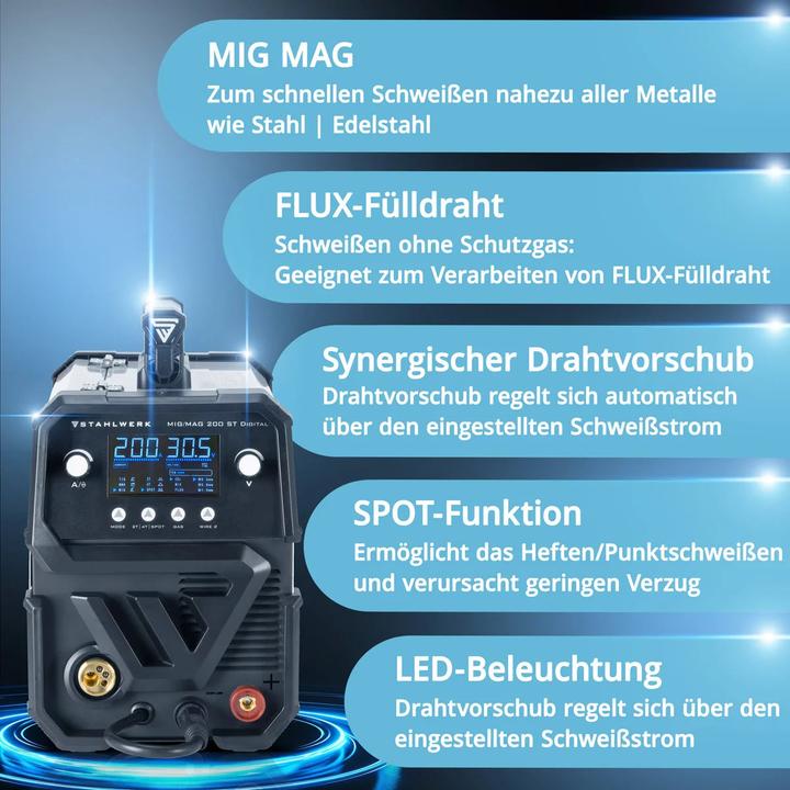 Actual product image Stahlwerk Welding machine MIG MAG 200 ST Digital IGBT shielding gas with 200 A