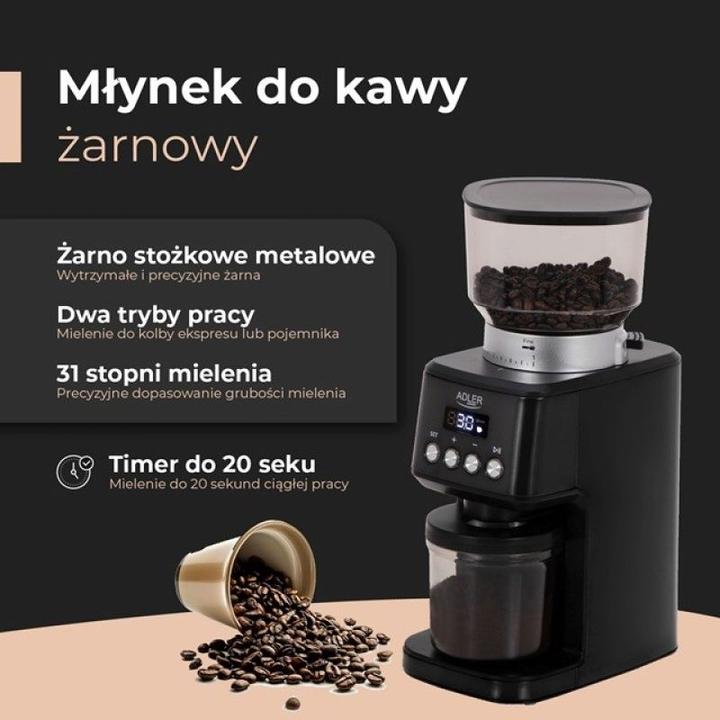 Produktbild Adler Burr Coffee Grinder | AD 4300 | 180 W | Coffee beans capacity 300 g | Black