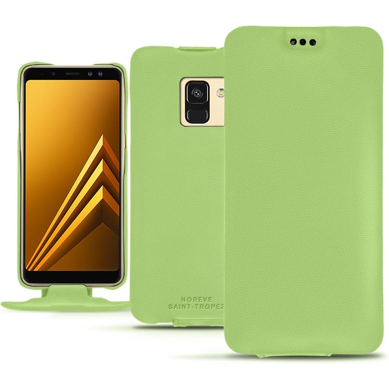 Noreve Lederschutzhülle vertikal (Samsung Galaxy A8+), Smartphone Hülle, Grün
