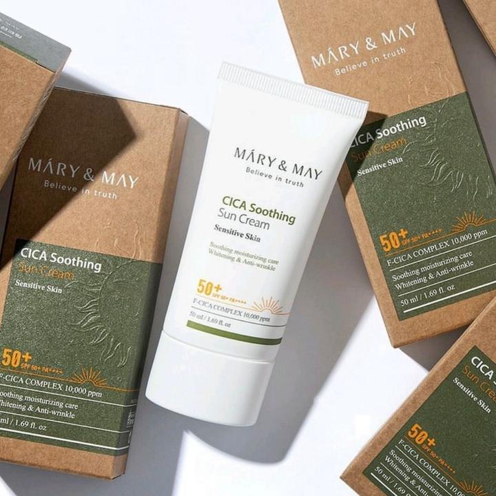 Produktbild Mary&May CICA Beruhigende Sonnencreme SPF50+ PA++++ 50ml Koreanischer Sonnenschutz Gesicht Vegan Tägliche (Sonnencreme, SPF 50, 50 ml, 68.04 g)