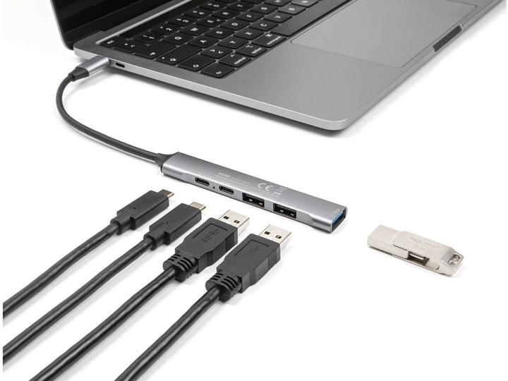 Produktbild Delock 4 Port Slim USB Type-C™ Hub mit 1 x USB 10 Gbps Typ-A + 2 x USB 2.0 Typ-A + 1 x USB 2.0 USB Type-C™ (USB-C, 4 Ports)