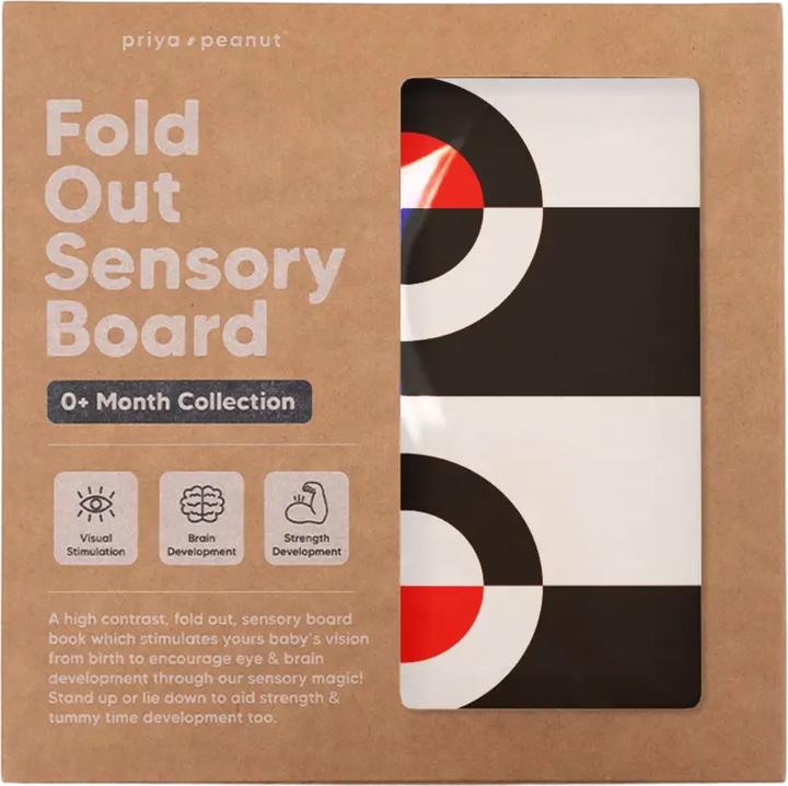 Immagine prodotto Priya & Peanut Reversible Black & White Sensory Board for Newborns – Tummy Time Toy 0+ Months