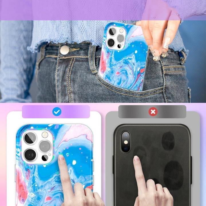 Image du produit Kingxbar Watercolor Series Color Case pour iPhone 12 Pro Max Blue Pink (Apple iPhone 12 Pro Max)