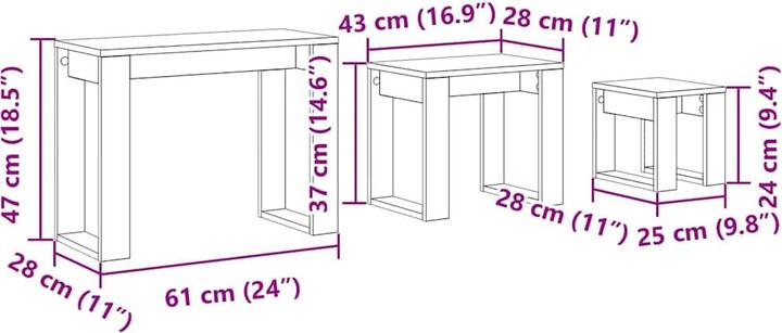 Actual product image vidaXL Nestingtisch (61 x 28 x 47 cm)