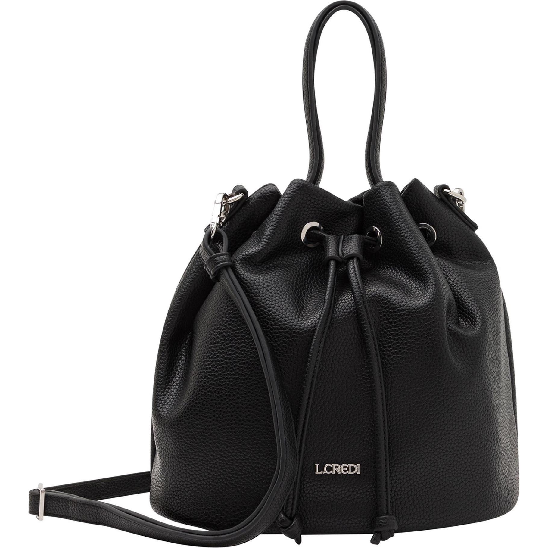 L.Credi, Tasche, Obuna Beuteltasche 25 cm, Schwarz, (10 l)