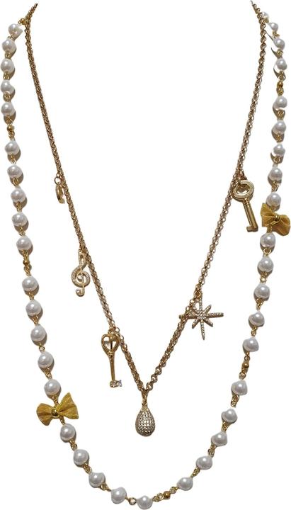 L'Officiel Collana due fili perla con catena oro