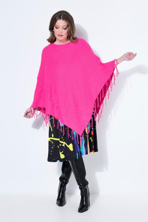 Produktbild Miamoda Poncho, oversized, Feinstrick, Zopfmuster, Fransen (58, 60, 62)