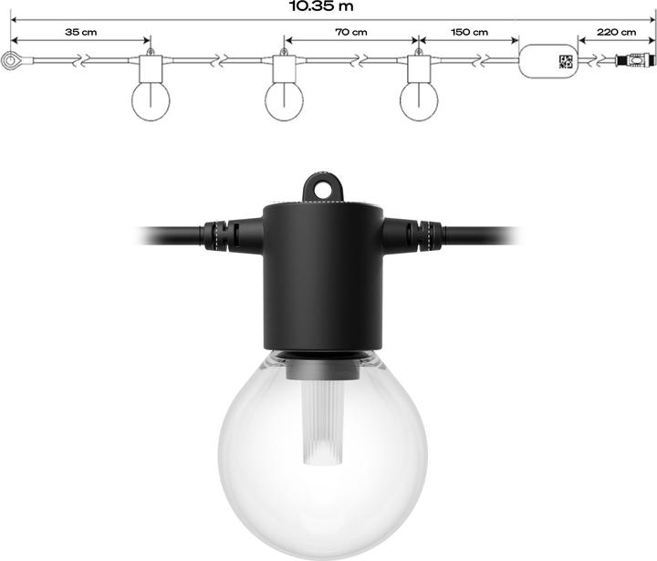 Produktbild Philips Hue Festavia Globe udendrs lyskde, 7 m (7 m)