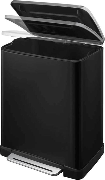 Image du produit EKO Tretmülleimer E-Cube 50 L Schwarz matt Edelstahl mit gedämpft schliessendem Deckel und Kunststof (50 l)
