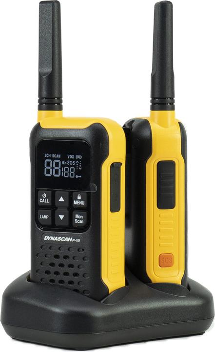 Produktbild Dynascan PMR PNI F-15 tragbares Radio, 446 MHz, 0,5 W, 16 CH, wasserdicht IP67, Set mit 2 Stück (12 km)
