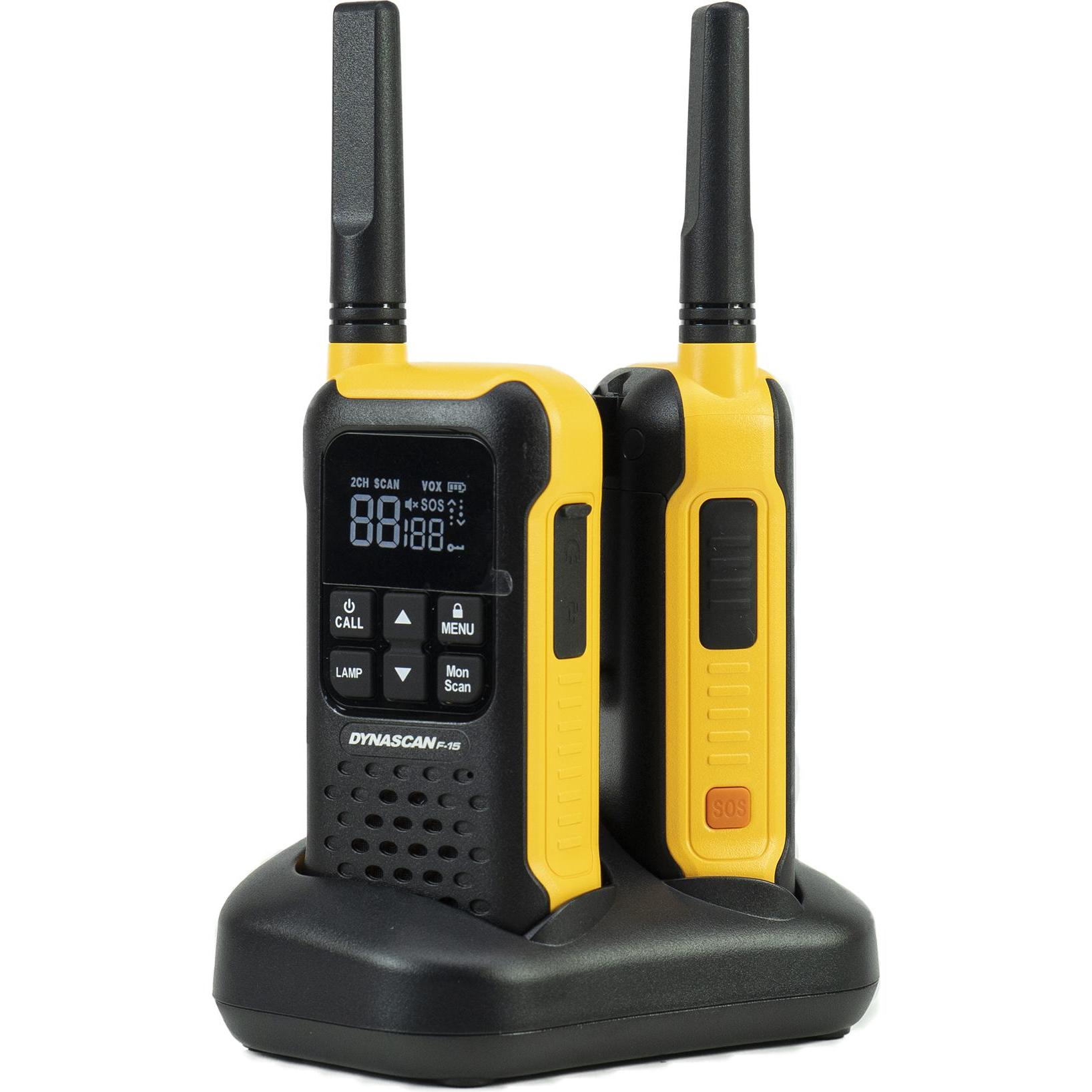 Thumbnail - Dynascan PMR PNI F-15 tragbares Radio, 446 MHz, 0,5 W, 16 CH, wasserdicht IP67, Set mit 2 Stück (3 km), Walkie-Talkie, S...