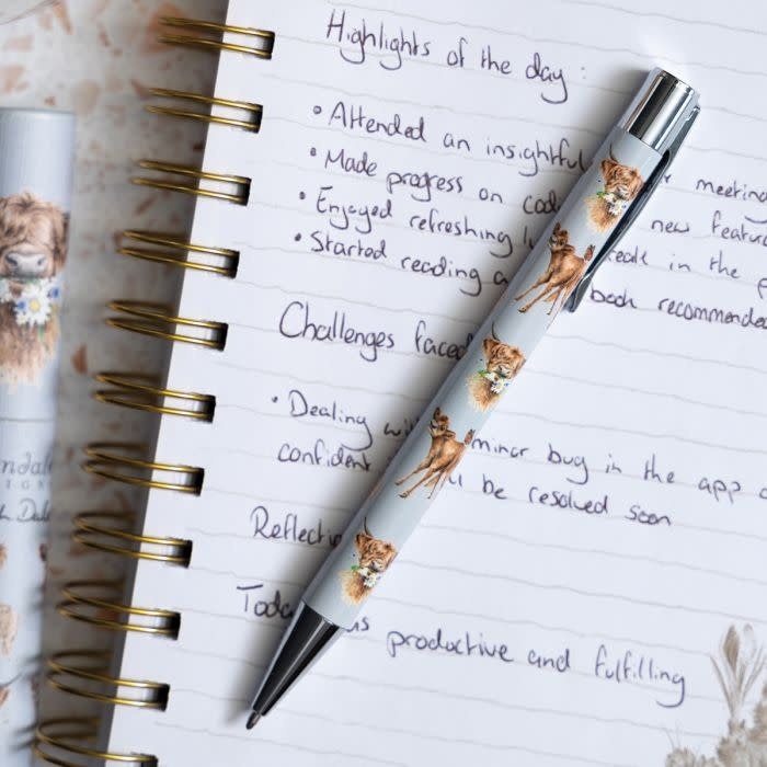 Produktbild Wrendale Design Stift Pen Rind (Hellblau mit Kuhmuster, 1 x)
