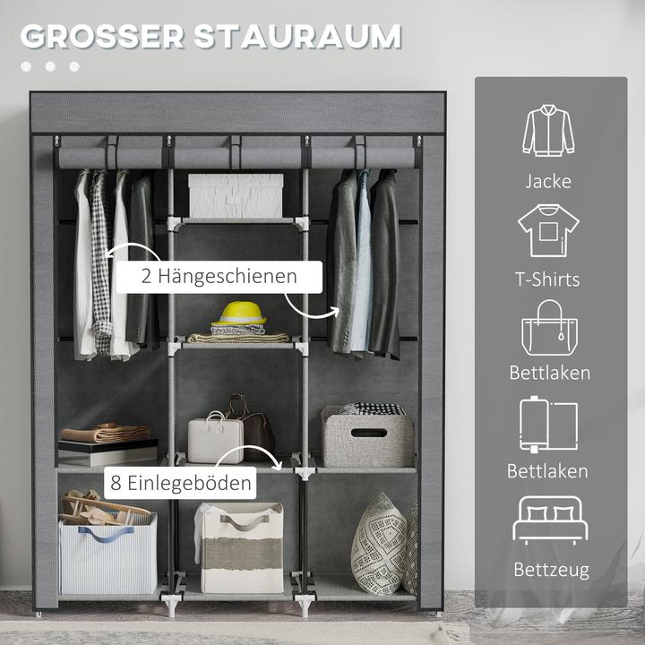 Actual product image Homcom Stoffschrank Stahl, Vliesstoff Dunkelgrau (125 x 43 x 162.5 cm)