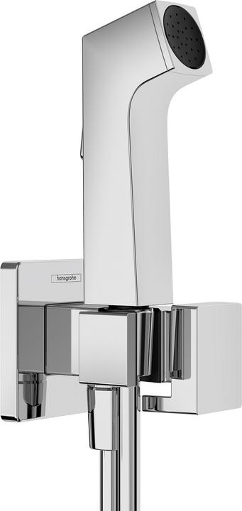 hansgrohe Bidette E Handbrause, 1jet, für Kaltwasser, mit Brausehalterung, eckiges Design, EcoSmart