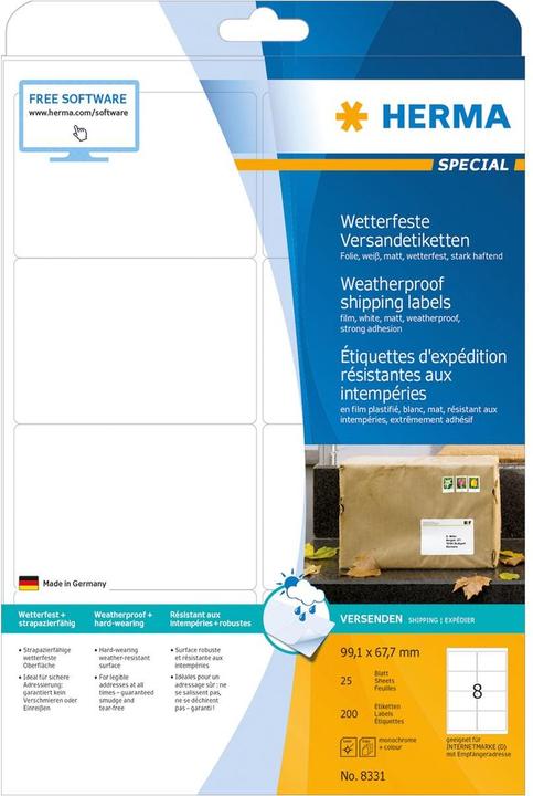 Image du produit HERMA Étiquettes d'expédition résistantes aux intempéries A4