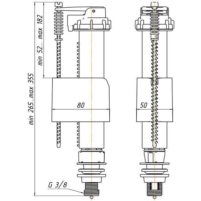 Thumbnail - Ani Plast, Ventil, BOTTOM FILL VALVE,PLAST FITT 3/8 WC5530
