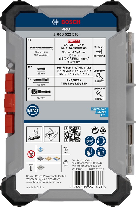 Immagine prodotto Bosch Professional Zubehör Set misto di punte per avvitatore a percussione PRO e punte per trapano Multi Construction, 35