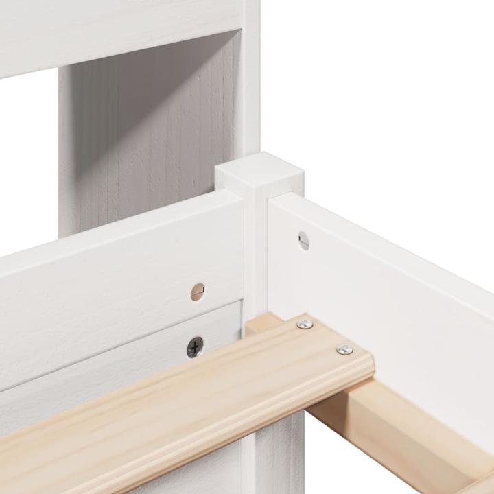 Produktbild vidaXL Massivholzbett Holzbett Bett mit Regal ohne Matratze Weiss 180x200cm (180 x 200 cm)