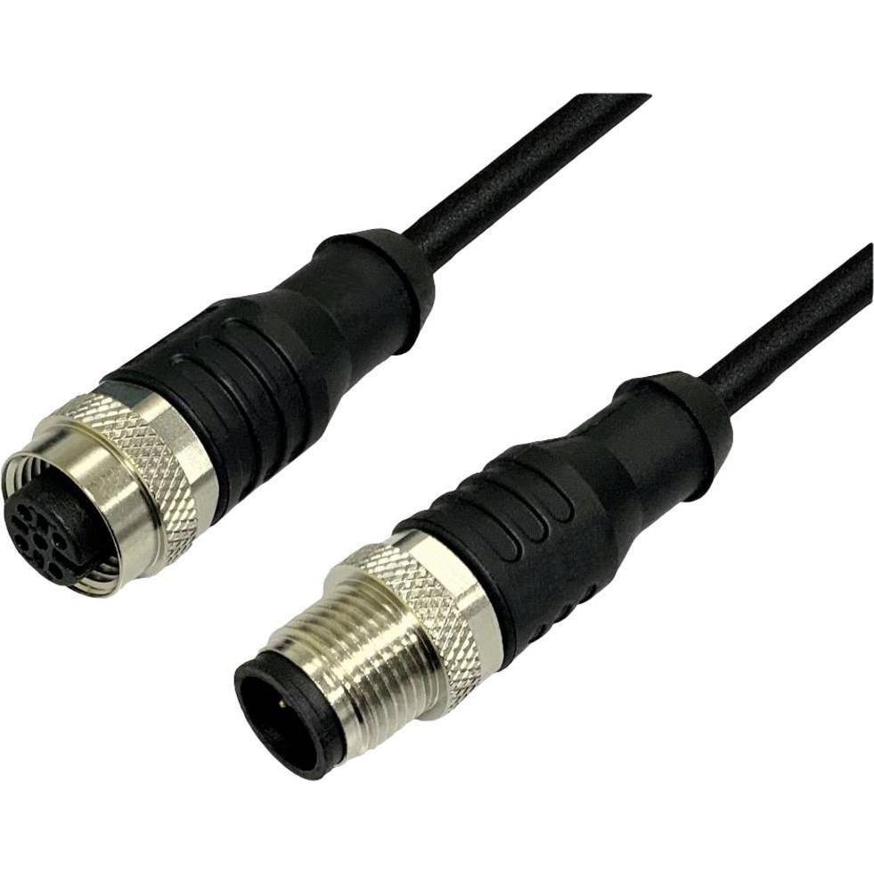 BKL Electronic 2702039 Sensor-Aktor-Verlängerungsleitung M12 Stecker gerade auf, Elektronikkabel + Stecker, Schwarz