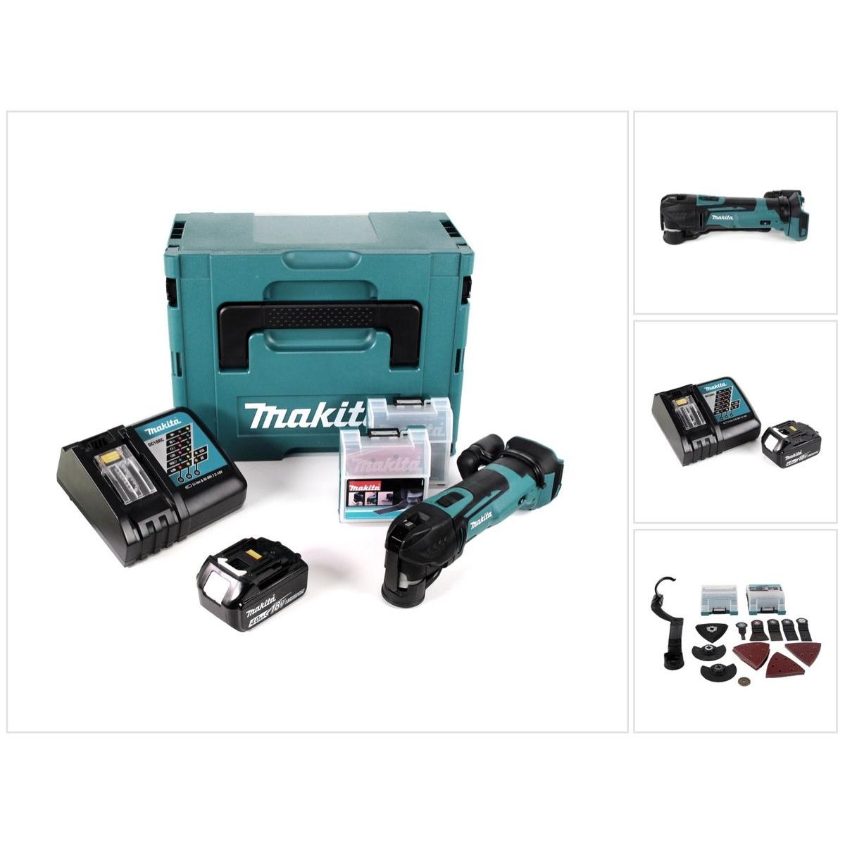 Makita, Multifunktionswerkzeug, DTM 51 RM1JX2 Akku Multifunktionswerkzeug 18 V + 1x Akku 4,0 Ah + Ladegerät + 39 tlg.