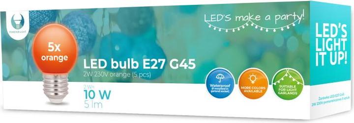Image du produit Forever Light Ampoule LED E27 G45 2W 230v orange 5pcs (E27, 5 lm, 5x)