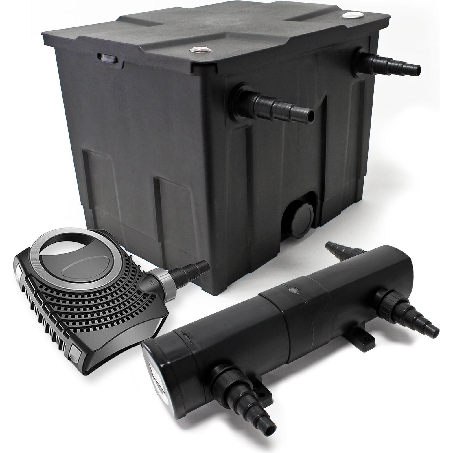 Wiltec, Brunnen + Gartenteich, Set: Teichfilter 12000l 24W UVC Teichklärer 80W Teichpumpe 402
