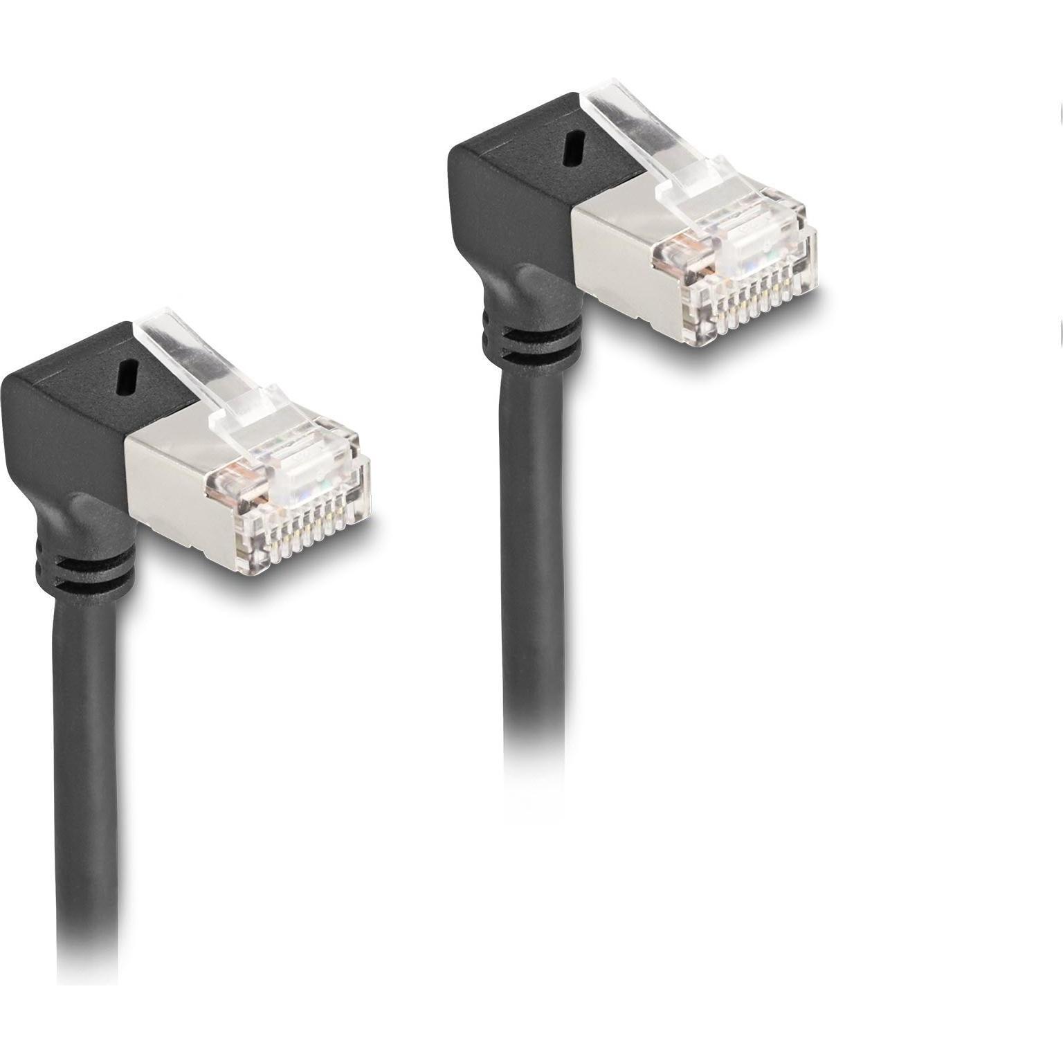 Delock RJ45 Netzwerkkabel Cat.6A S/FTP Slim 90° unten / unte (S/FTP, CAT6a, 5 m), Netzwerkkabel
