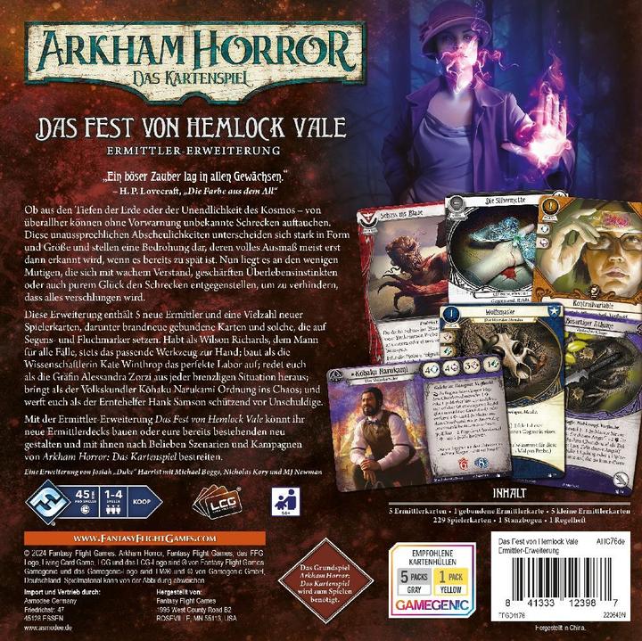 Produktbild FFG FFGD1176 - Arkham Horror: Das Kartenspiel - Das Fest von Hemlock Vale (Erweiterung), 14+ (Deutsch, 1 - 4 Spieler)