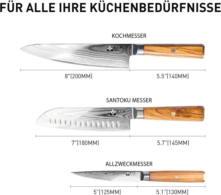 Produktbild Fujini Tea 3-teiliges Damastmesser Set