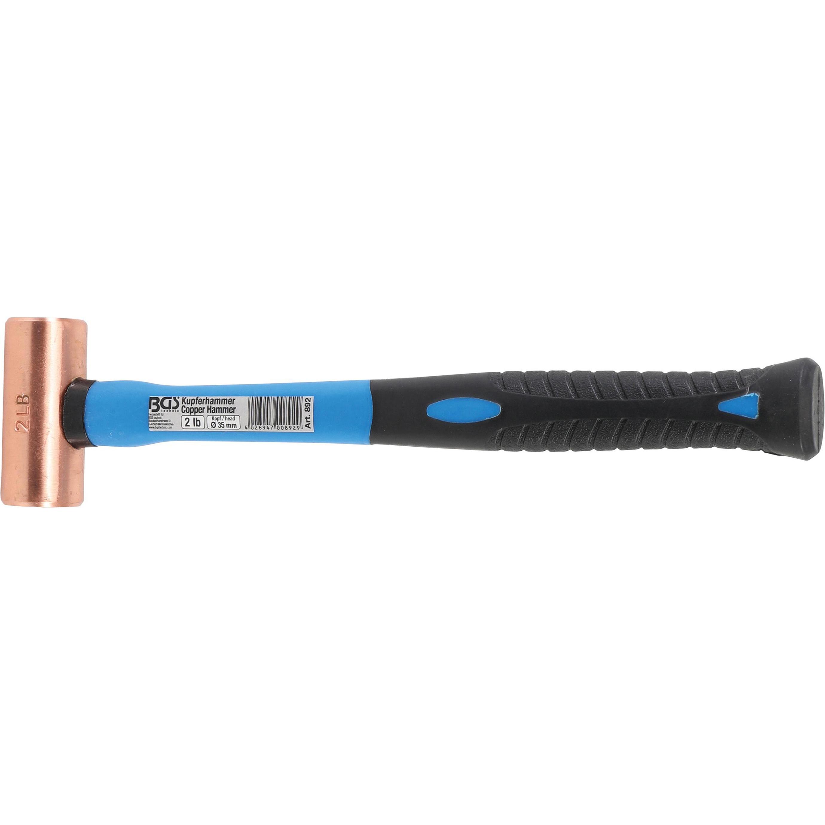 BGS, Hammer, Kupferhammer Fiberglasstiel Ø 35 mm 907 g (2 lb) - Kopf (1044 g)