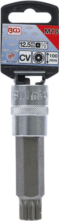 Produktbild BGS Bit-Einsatz Länge 100 mm 12,5 mm (1/2") Innenvielzahn (für XZN) mit Bohrung M18 (Innenvielzahn)