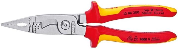 Productafbeelding Knipex Elektrische installatietang L.200mm VDE zonder openingsveer verchroomd 2comp. hulzen w... (200 mm)