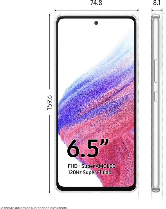Produktbild Samsung Galaxy A53 5G (256 GB, Awesome White, 6.50", Dual SIM, 64 Mpx, 5G)