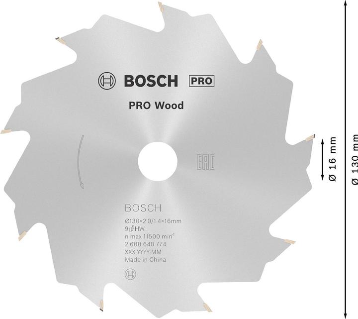 Actual product image Bosch Professional Zubehör PRO Wood circular saw blade, 130 x 2 x 16 mm