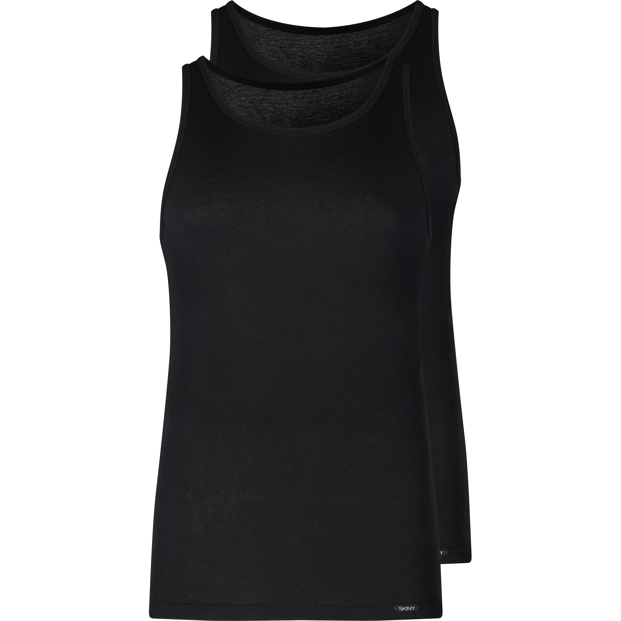 Skiny, Herren, Shirt, m. tank top 2 pack, Schwarz, (S)