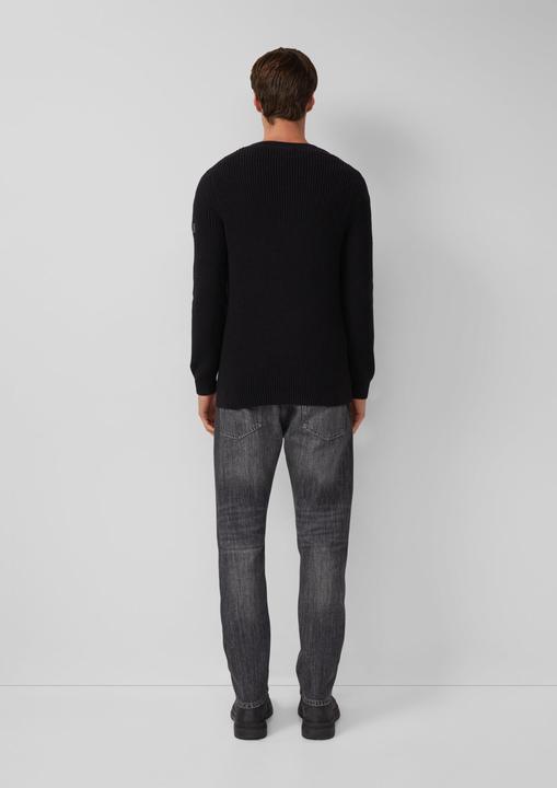 Produktbild s.Oliver Strickpullover Strukturierter Baumwoll-Pullover mit Label-Patch (S)