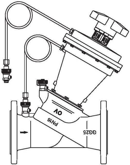 Actual product image Oventrop OV differential pressure regulator Hydromat DFC PN 16, 200-1000 mbar, flange DN 65