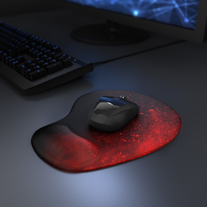 Produktbild Titanwolf Gaming Mauspad mit ergonomischer Handgelenkauflage, Office Mausmatte mit Gelpolster, Blood