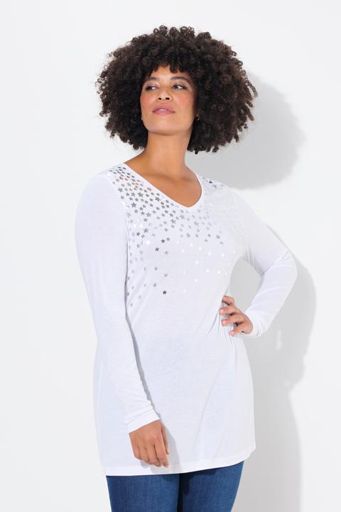 Image du produit Angel of Style T-Shirt, A-Linie, silberner Sternendruck, Langarm (50)