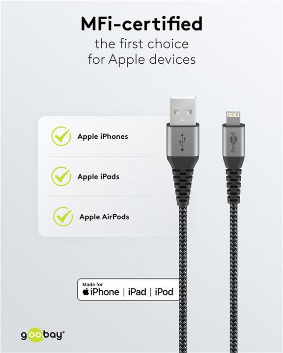 Actual product image Goobay USB A – Lightning (0.50 m, USB 2.0, 12 W)