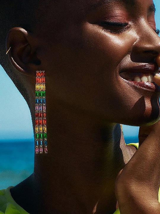 Immagine prodotto Edblad Ohrringe RAINBOW EARRINGS MAXI (Pietra zirconia, Placcatura in oro lucido a 14 carati su acciaio inossidabile)