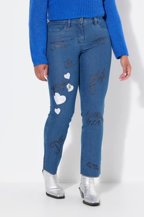 Produktbild Angel of Style Jeans, Straight Fit, Alloverdruck, Patches, 5-Pocket (44)
