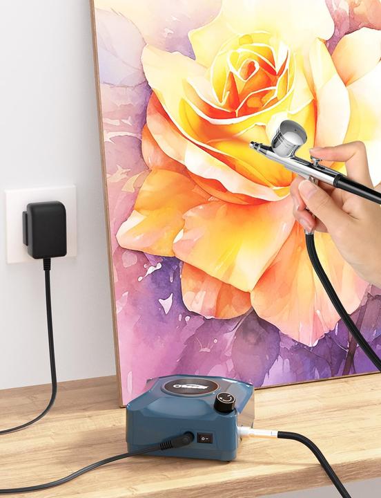 Actual product image Oasser Airbrush Set mit Kompressor, Double Action-Airbrush-Pistole und Zubehör