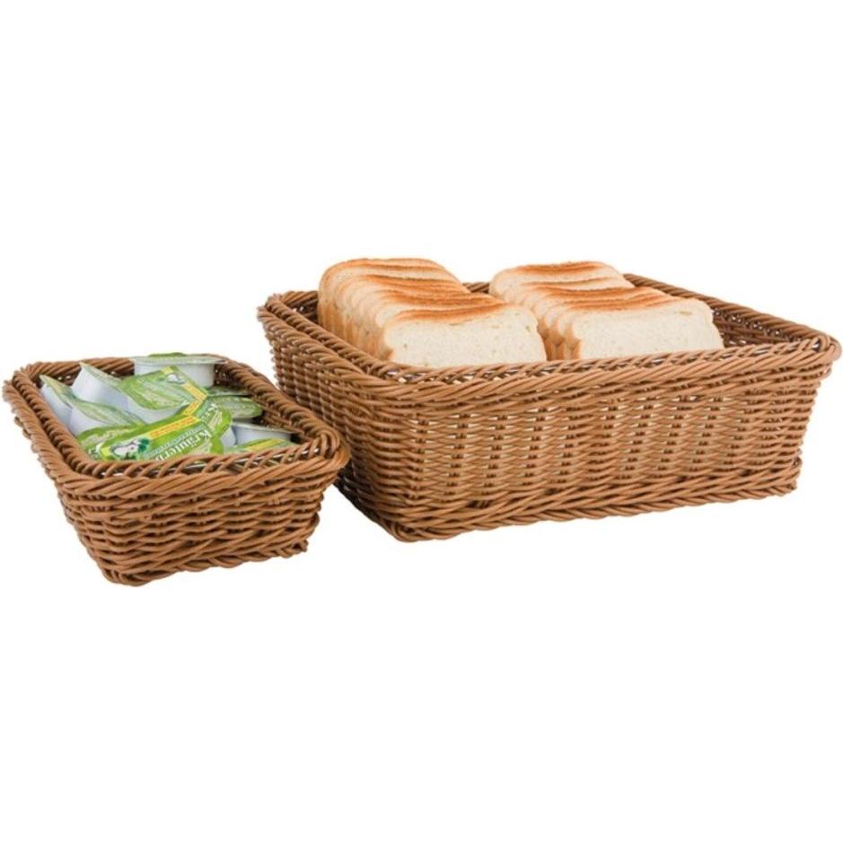APS Poly-Rattan Flechtkorb GN 1/3, ca. 32.5 x 17.5 cm, H 6.5 cm, Brotaufbewahrung, Braun