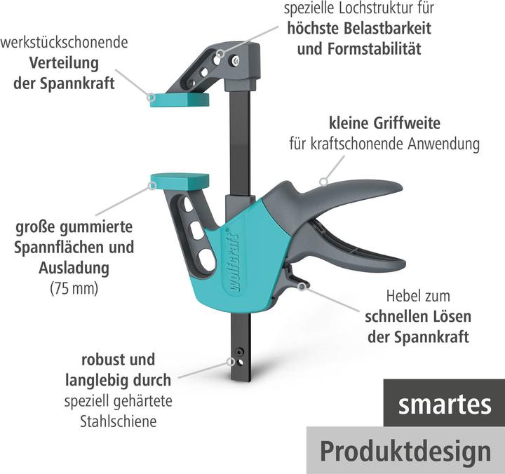 Produktbild wolfcraft 1 EHZ - Einhandzwinge Easy 75/300mm (300 mm)