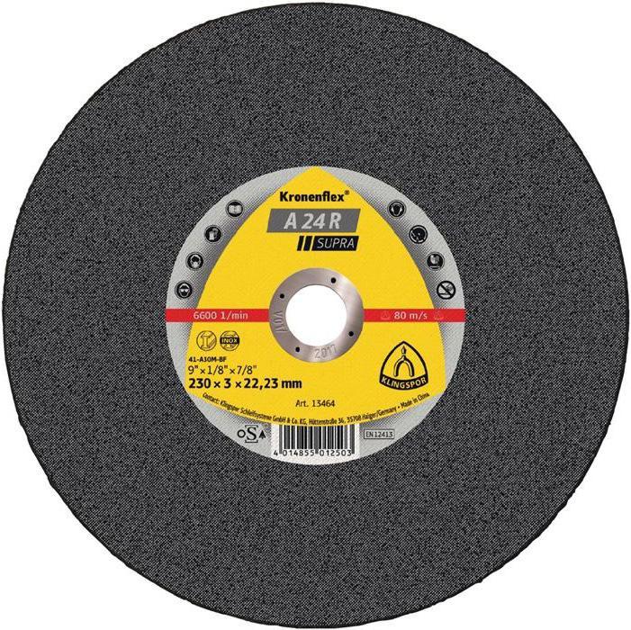 Klingspor Cutting disc A 24 R Supra D230x3mm straight steel bore 22,23 mm