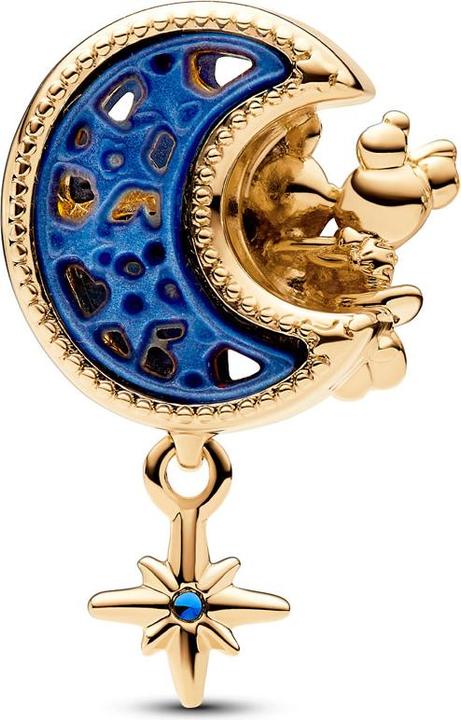 Immagine prodotto Pandora Ciondolo a forma di mezza luna Disney Mickey Mouse e Minnie Mouse (Metallo, Dorato)